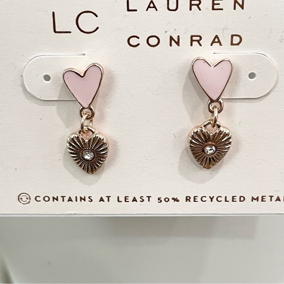 LC Lauren Conrad Jewelry - Pink heart dangling studs